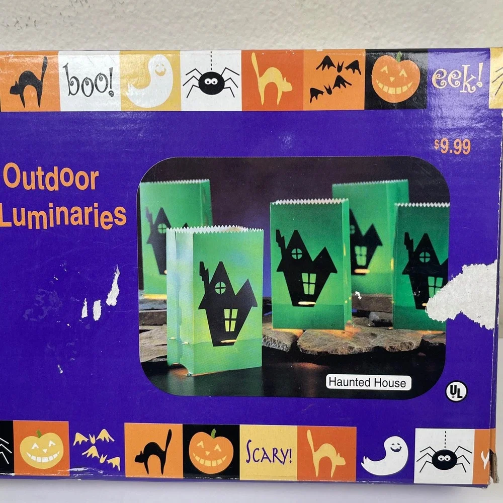 Vintage Halloween Alley Outdoor Luminaries Haunted House Green 5 String Lights